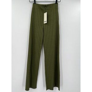 LETT Rib Knit Tencel Biarritz Wide Leg Pants size XS Moss Green High Rise